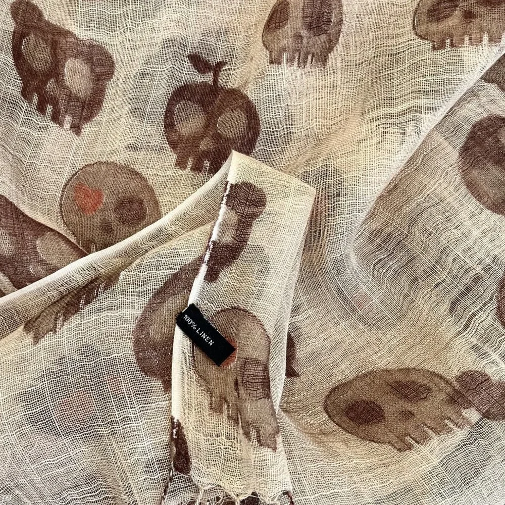 100% Linen Skull Scarf - Picture 10 of 10